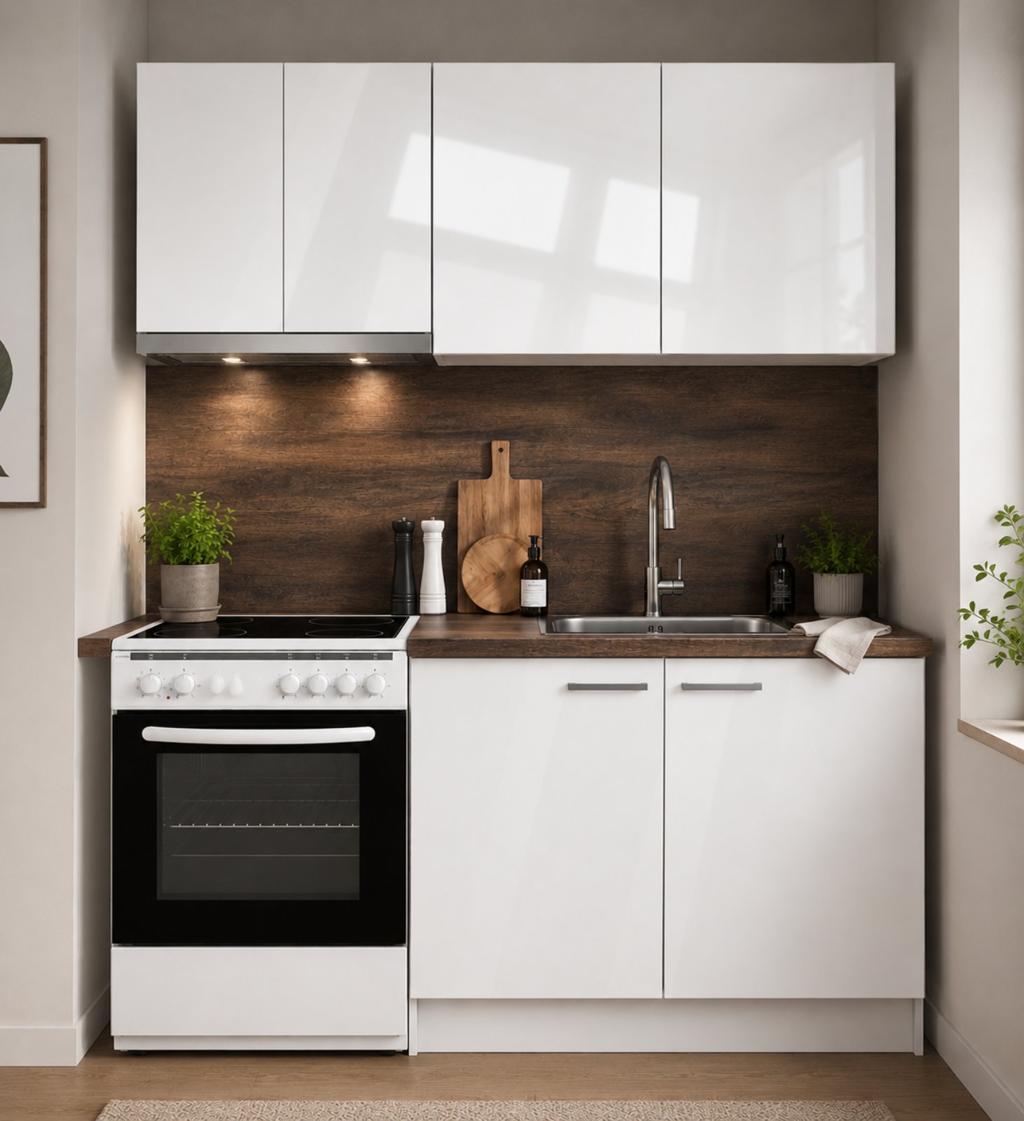 kuhnq glosmax 140 alba Кухненски комплект Глосмакс 140 - Image 1